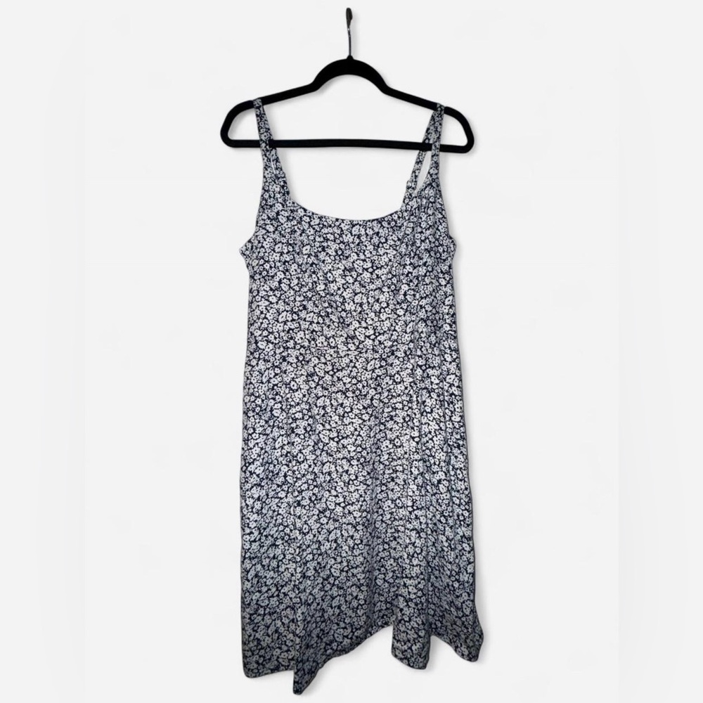 Old Navy Floral Linen-Blend Mini Dress in Navy and White - Picture 1 of 4